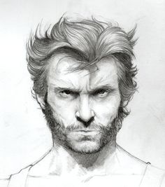 236x267 Hugh Jackman As Hand Drawn Pencil Ink Sketch - Wolverine Pencil Drawing