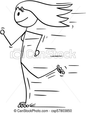 359x470 cartoon of inline roller skating woman or girl cartoon stick man - Woman And Man Drawing