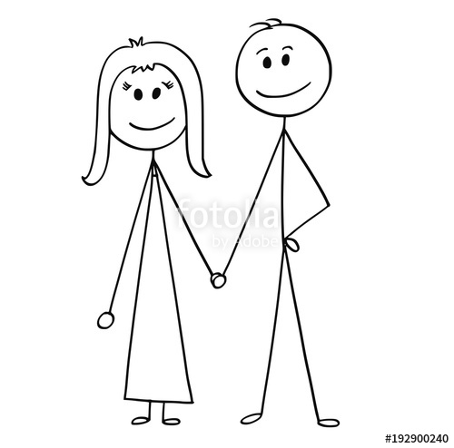 500x494 cartoon stick man drawing illustration of happy couple of man - Woman And Man Drawing