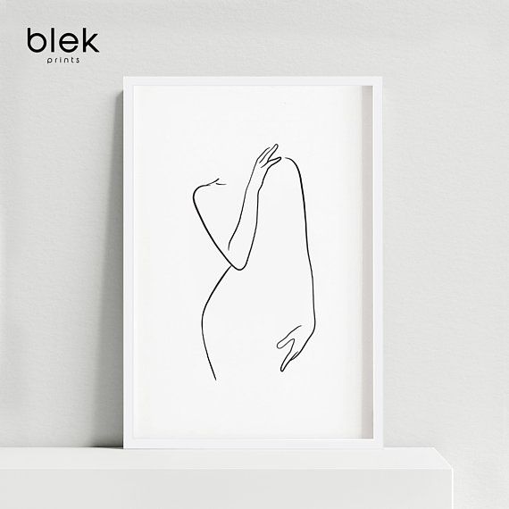 570x570 abstract woman body line drawing printable, female nudity wall art - Woman Body Drawing