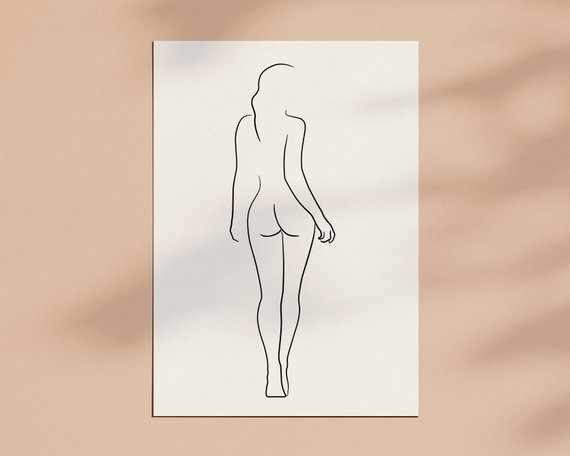 570x456 female figure drawing printable line art female body woman etsy - Woman Body Drawing