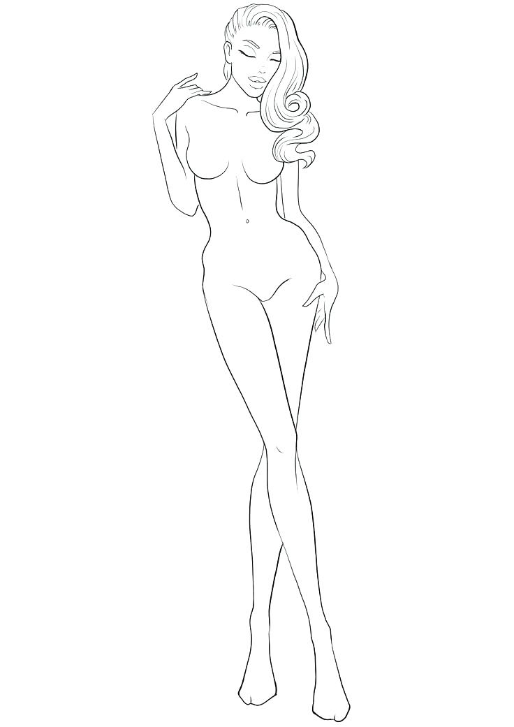 736x1041 female fashion template croquis templates front and back - Woman Body Drawing Template