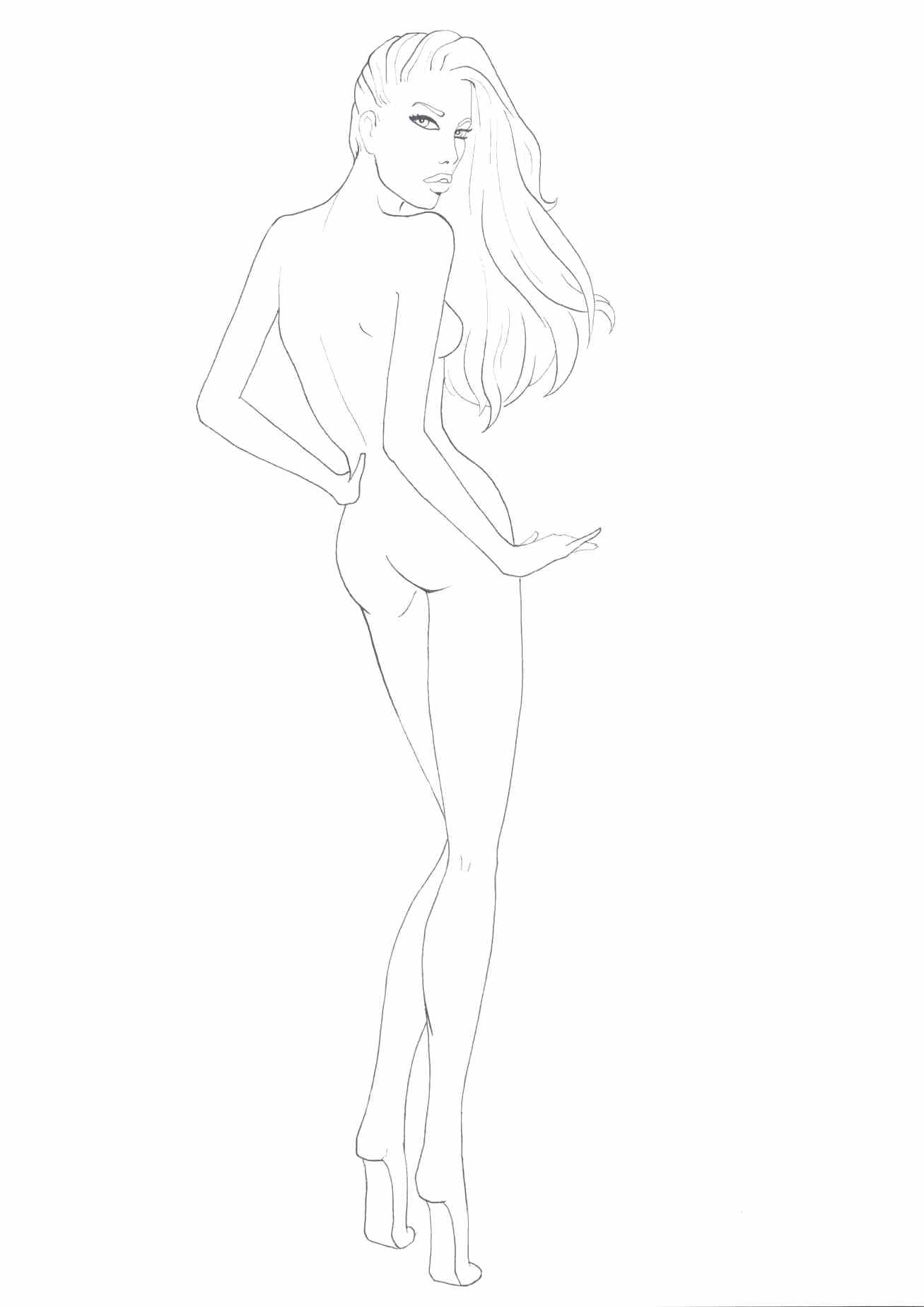 1307x1848 Female Body Template - Woman Body Drawing Template
