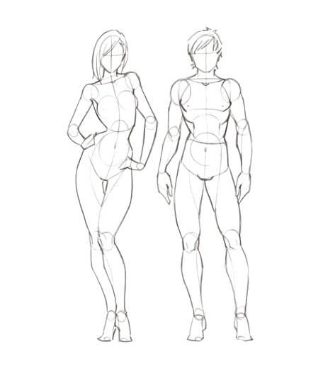 Outline Anime Body Template Sketch the style lightly onto the outline