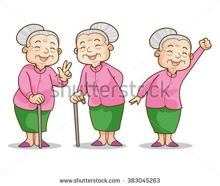 450x380 Funny Illustration Of Old Woman Cartoon Character Set Isolated - Woman Cartoon Drawing