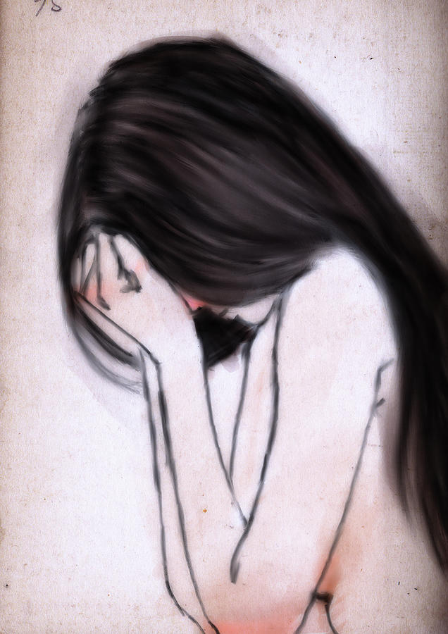 636x900 Crying Drawing - Woman Crying Drawing