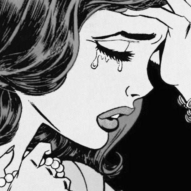 610x610 Art, Crying, Drawing, Girl, Grunge, Illustration, Sad Girl - Woman Crying Drawing