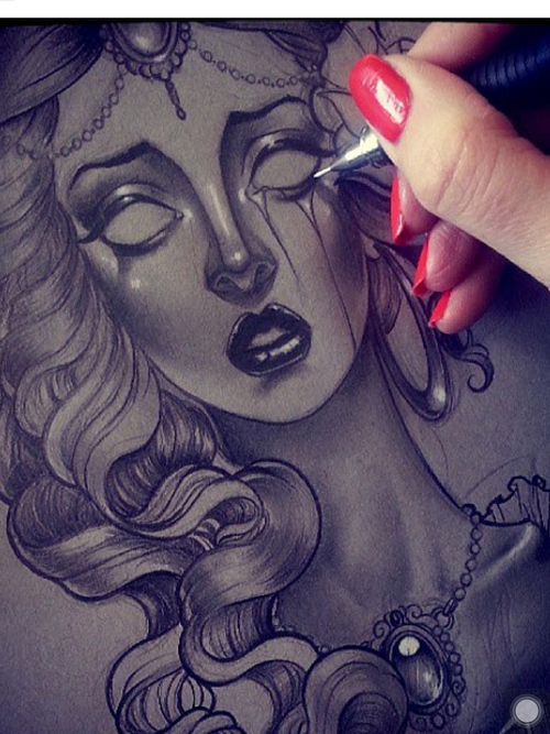 500x667 Drawing,ghost,girl,woman,crying,realistic,amazing Shared - Woman Crying Drawing