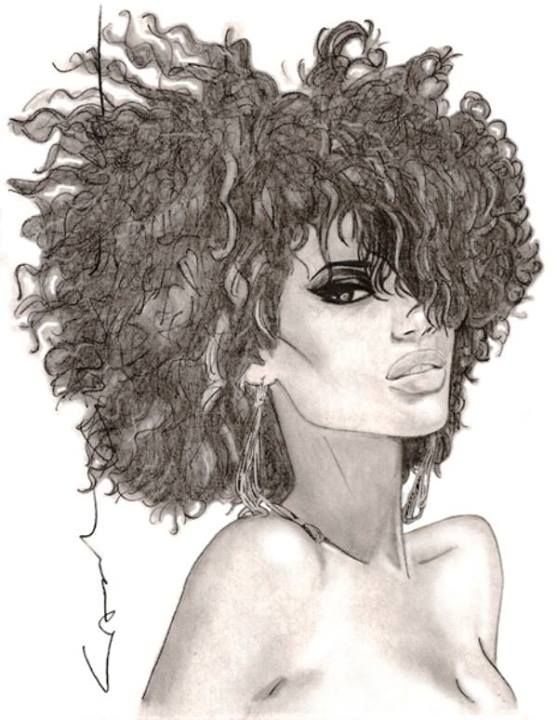 557x720 Amazing Black Hair Art Pictures And Paintings - Woman Drawing Art