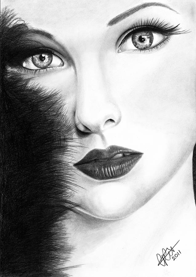 637x900 The Girl With Stars In Her Eye's Drawing - Woman Eyes Drawing