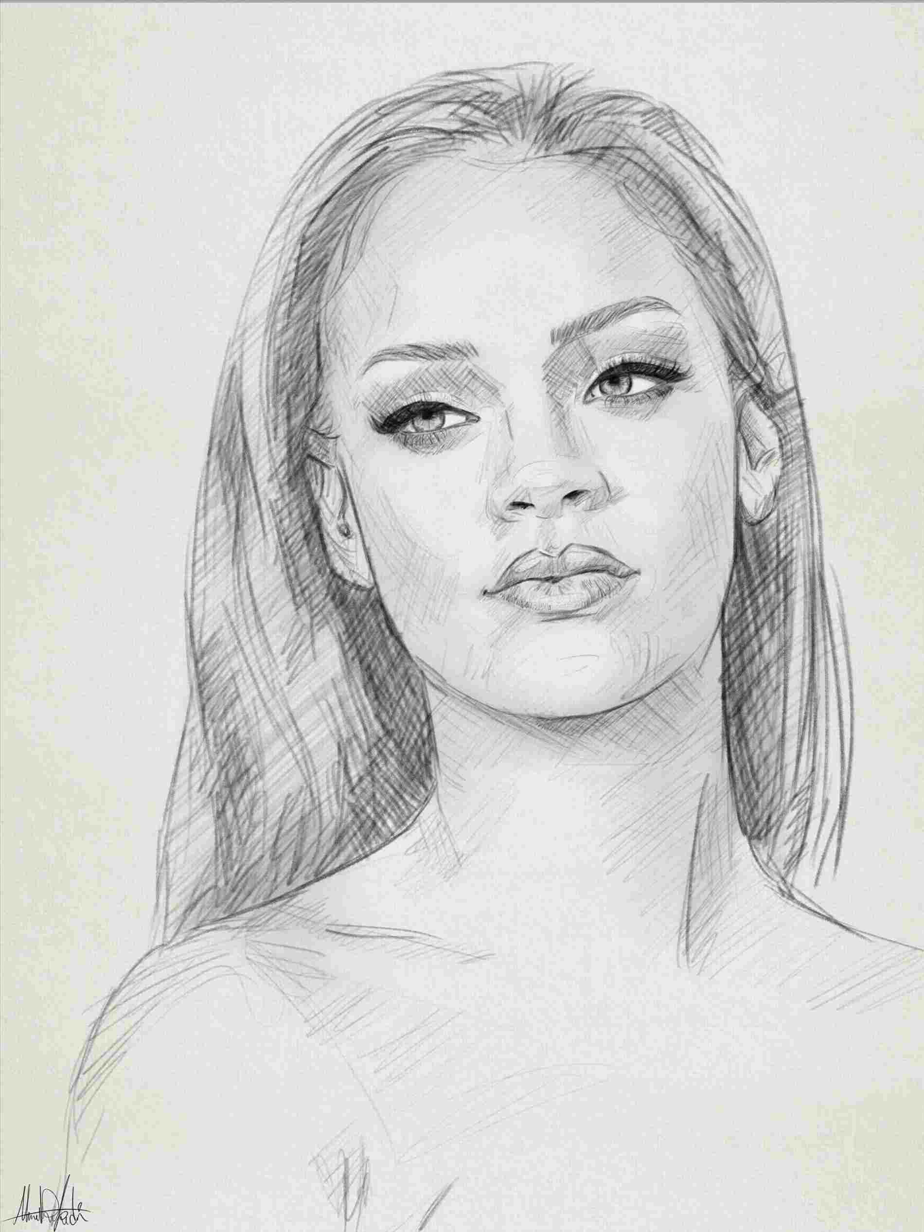 pencil sketch of woman face