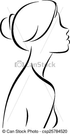 245x470 Line Drawing Of Women Profile Stock Vector Illustration Line - Woman Face Line Drawing