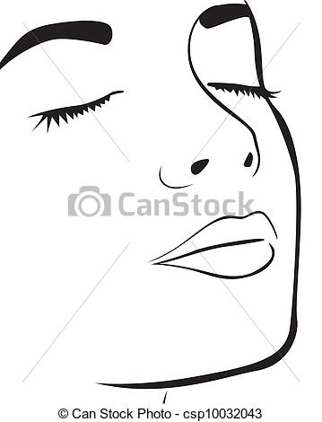 359x470 Silhouette Lines Of The Woman's Face, Isolated On White Background - Woman Face Line Drawing