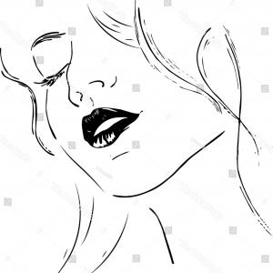 300x300 black line art woman face vector sohadacouri - Woman Face Line Drawing