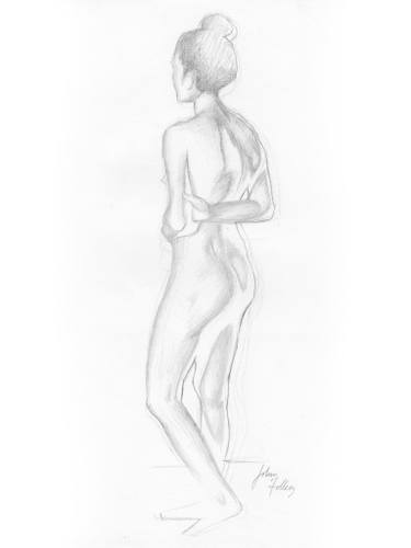375x500 Arm Behind Female Figure Drawing - Woman Figure Drawing