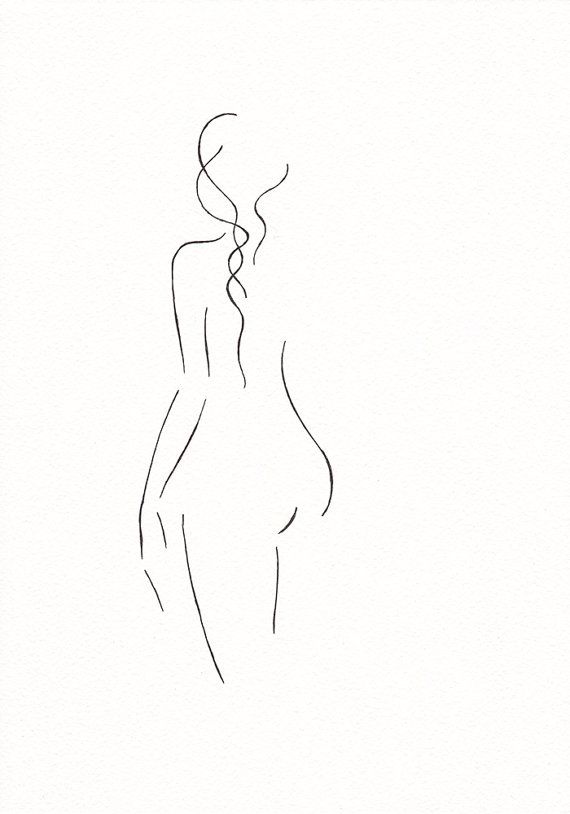 570x814 Woman Figure Drawing From Back Black And White Line Art Sketch - Woman Figure Drawing