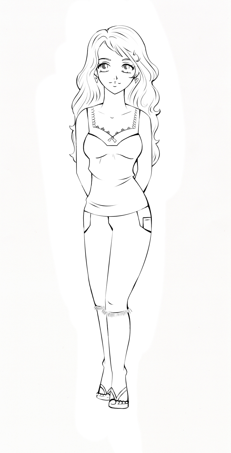 Drawing Female Body Shape Sketch Coloring Page