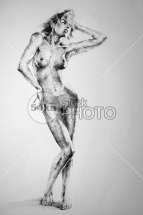 288x432 drawing standing female full body pose - Woman Full Body Drawing