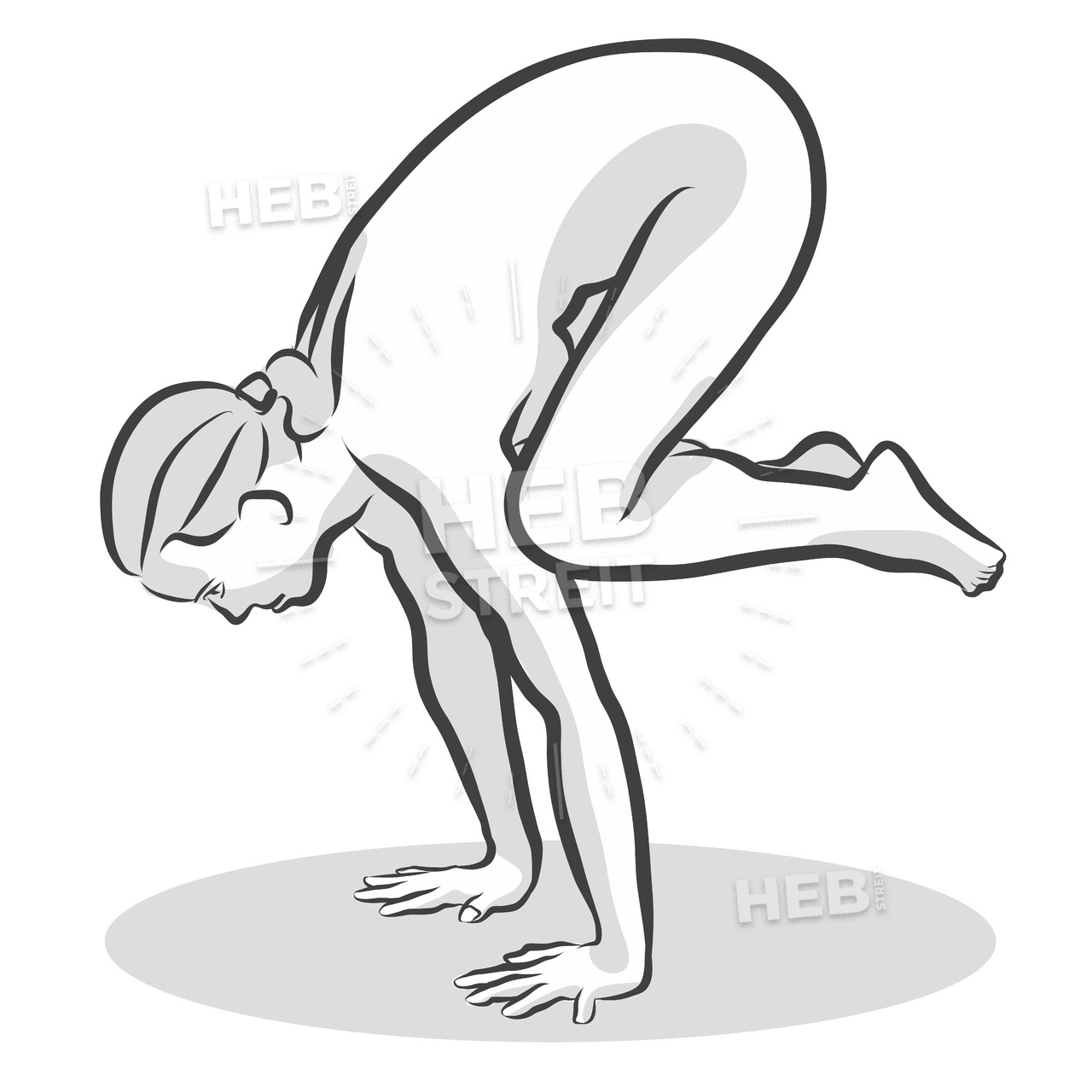 1280x1280 Hand Drawn Spider Old Black Crow Bakasana Pose, Yoga Woman - Woman Hand Drawing
