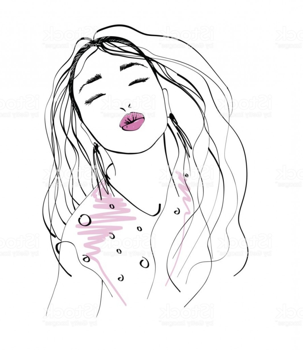 1065x1228 Beautiful Girl Face With Long Hair Fashion Sketch Hand Drawn - Woman Hand Drawing