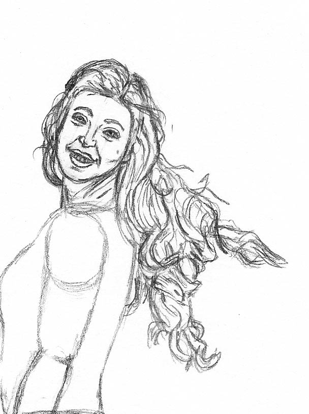 608x812 how to draw a woman in a dress spinning around let's draw people - Woman Head Drawing