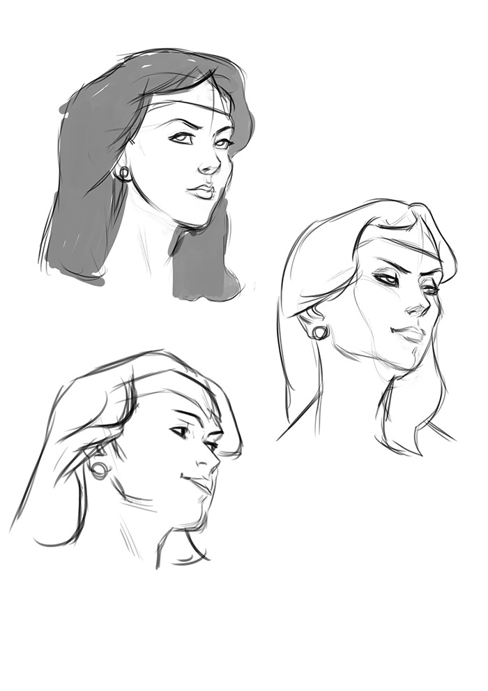 700x990 let's animate wonder woman heads - Woman Head Drawing