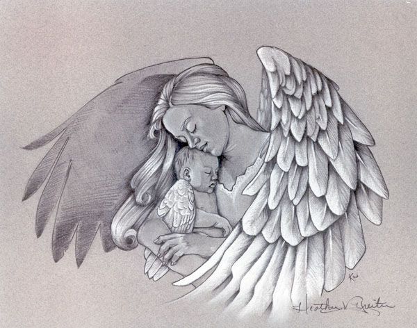 600x472 R I P Tattoo Ideas Cathy's Picks Baby Angel Tattoo, Angel - Woman Holding Baby Drawing