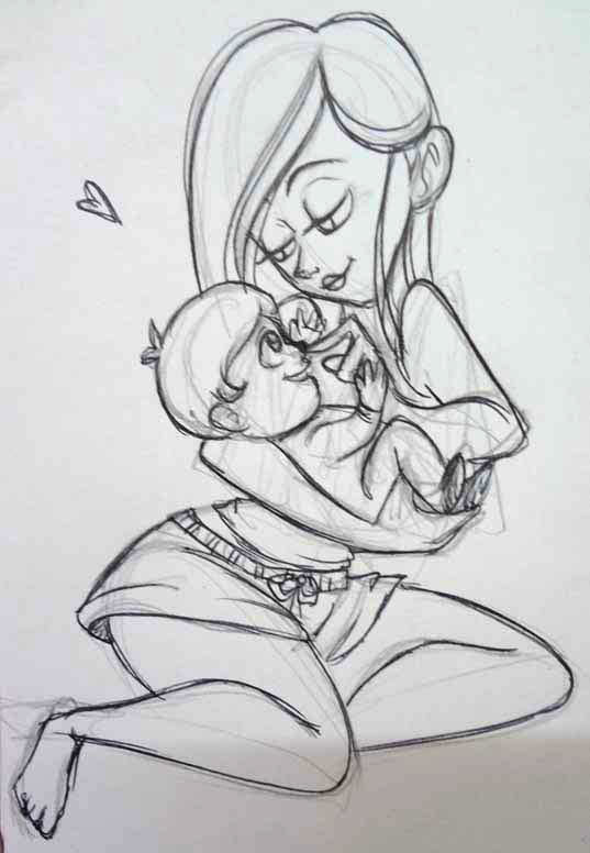 537x776 baby mine on behance - Woman Holding Baby Drawing