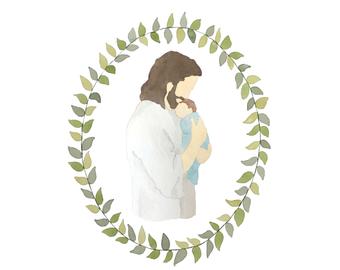 340x270 Christ Holding Baby Etsy - Woman Holding Baby Drawing