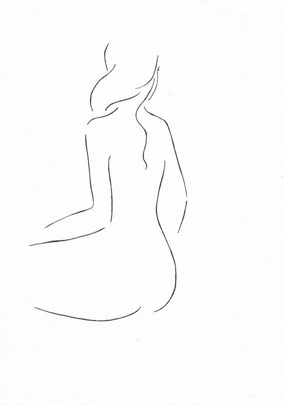 570x814 Gallery Wall Art Black And White Minimalist Line Drawing Sketch - Woman Line Drawing