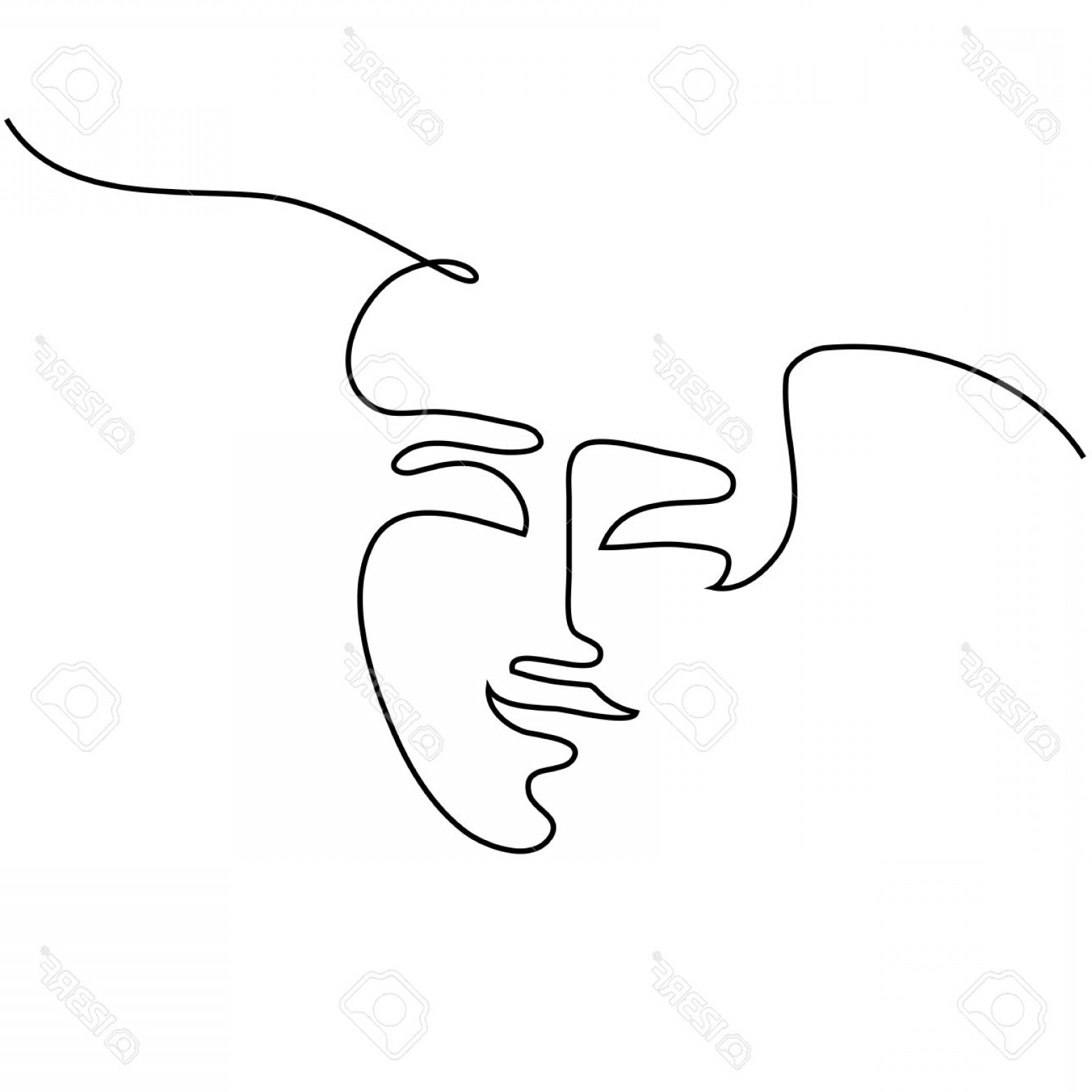 1560x1560 Photostock Illustration Continuous Line Drawing Abstract Portrait - Woman Line Drawing