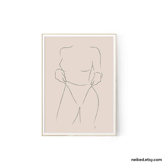 570x570 woman illustration neutral line drawing beige minimalist etsy - Woman Line Drawing