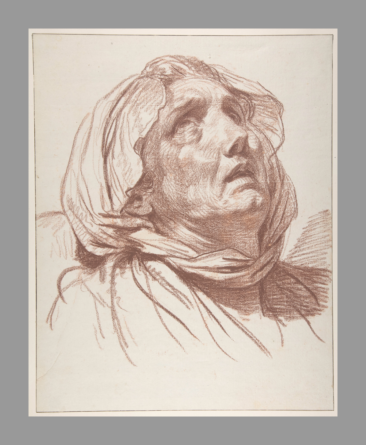 1235x1500 head of an old woman looking up jean baptiste greuze - Woman Looking Up Drawing