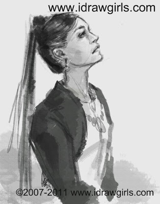 314x400 Learn To Draw Woman Female Profile, Side View, Of Face And Upper - Woman Looking Up Drawing