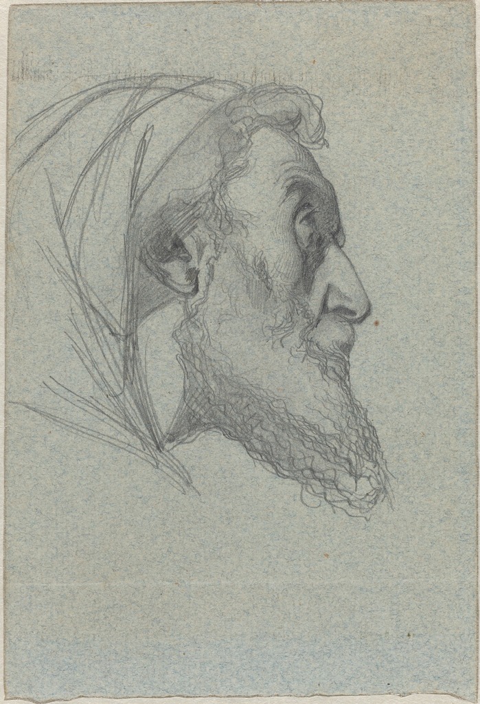 699x1024 Alexandre Bida Bearded Man In Profile - Woman Looking Up Drawing
