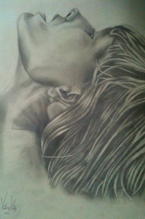 476x716 woman lookingup victoria klotz - Woman Looking Up Drawing