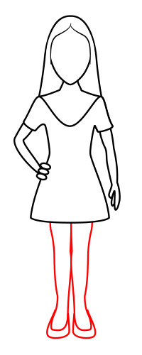 200x500 Drawing A Cartoon Woman - Woman Outline Drawing