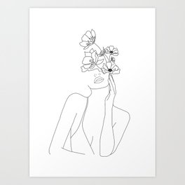 264x264 Line Art Prints - Woman Outline Drawing