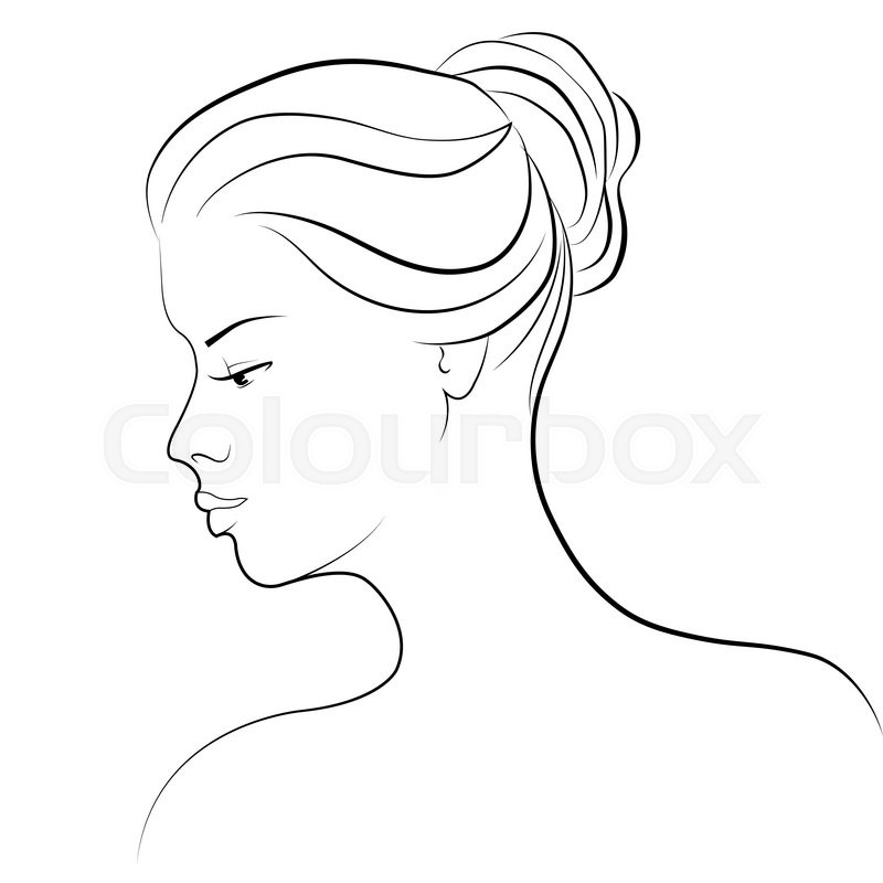 800x800 Outline Drawing Of A Woman In Profile Stock Vector Colourbox - Woman Outline Drawing
