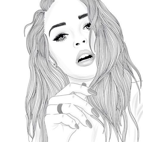 480x477 Draw, Drawing, Fancy, Girl, Girls - Woman Outline Drawing