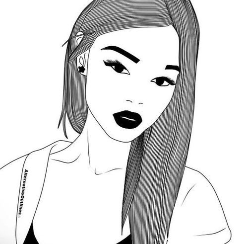 500x491 Drawing, Girl, And Outline Image Tumblr Outlines Tumblr - Woman Outline Drawing