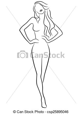 337x470 Abstract Slender Girl Abstract Slender Posing Girl Hand Drawing - Woman Outline Drawing
