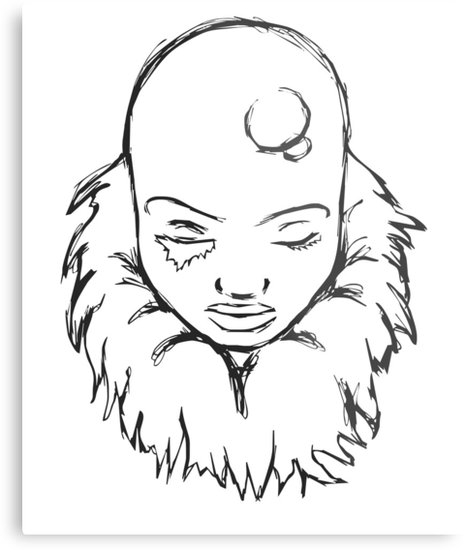 466x550 Bald Female Outline Drawing Metal Prints - Woman Outline Drawing