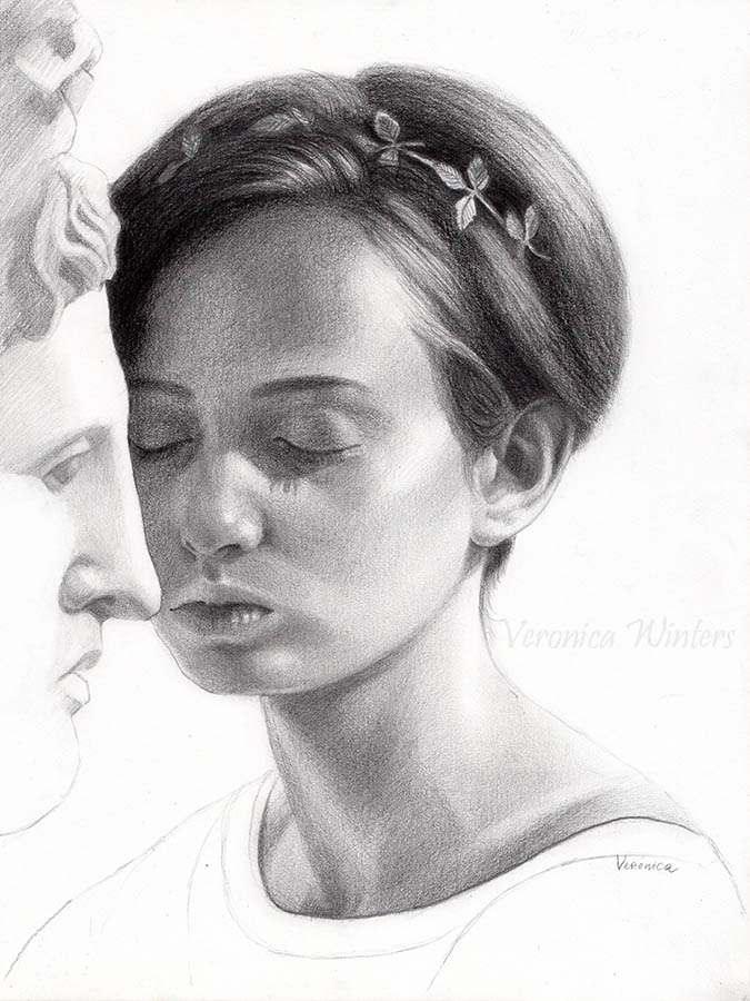 675x900 Colored Pencil Portrait Drawing Veronica Winters Romantic - Woman Portrait Drawing