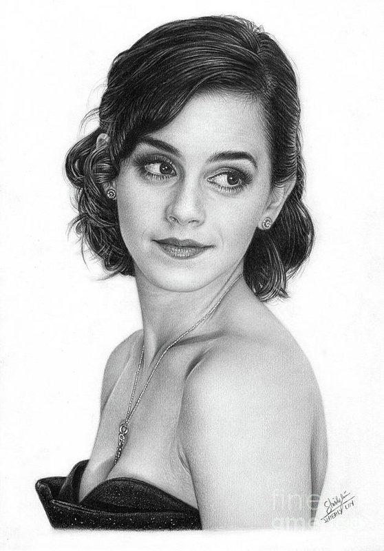 558x800 Emma Watson Portrait Drawing Art Print - Woman Portrait Drawing