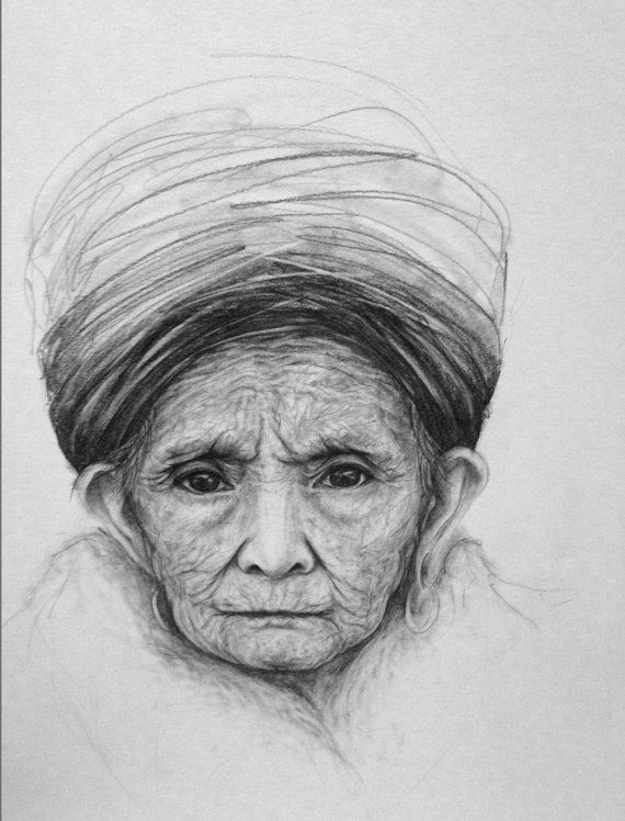 570x748 Woman Portrait Drawing Pencil Old Lady - Woman Portrait Drawing