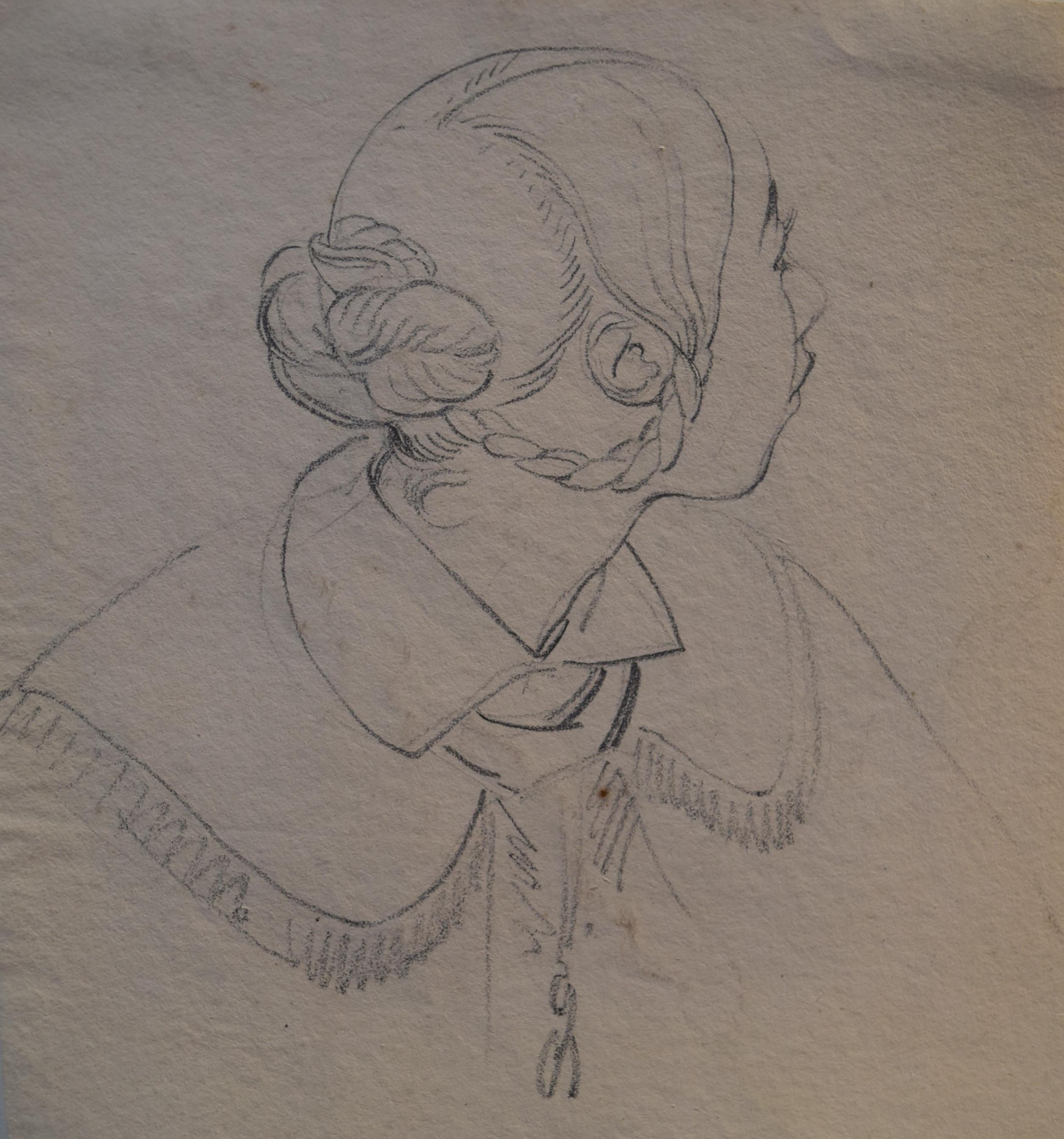 2508x2684 Eugene Deveria - Woman Profile Drawing