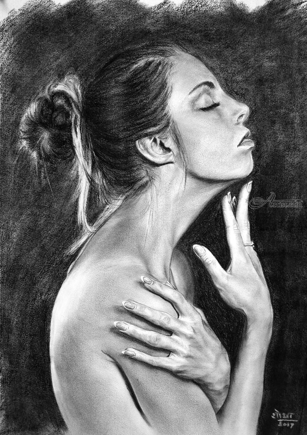 1000x1417 Girl In Profile Drawings Sketch - Woman Profile Drawing