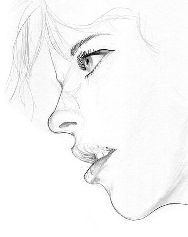 382x480 profile of a woman's face composition profile drawing - Woman Profile Drawing