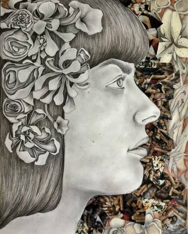 375x467 Woman Botanical Profile Drawing - Woman Profile Drawing